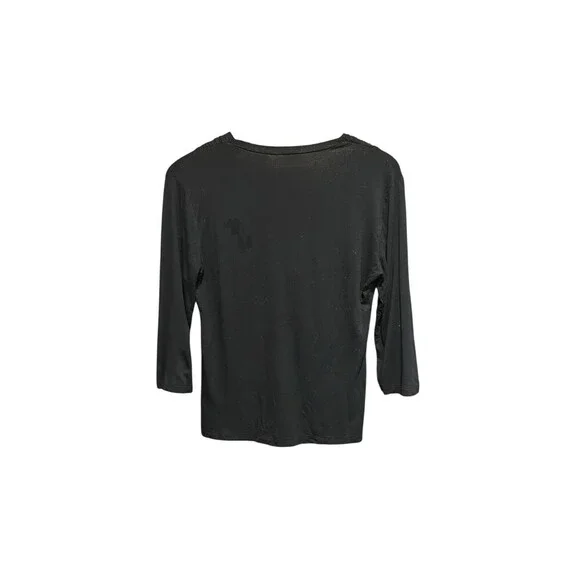 Vintage New York & Company Top 3/4 Sleeves Black Babydoll Top 90s Y2K Fitted Sm - Picture 4 of 7